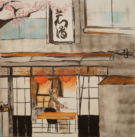 Kyoto, Acryl, Öl und Tusche auf Leinwand, 120 x 140 cm, 2014 Kyoto, Acryl, Öl und Tusche auf Leinwand, 120 x 140 cm, 2014