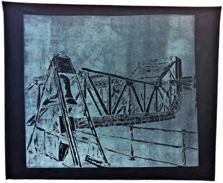 o.T. – Hochdruck auf Stoff. 217 × 178 cm