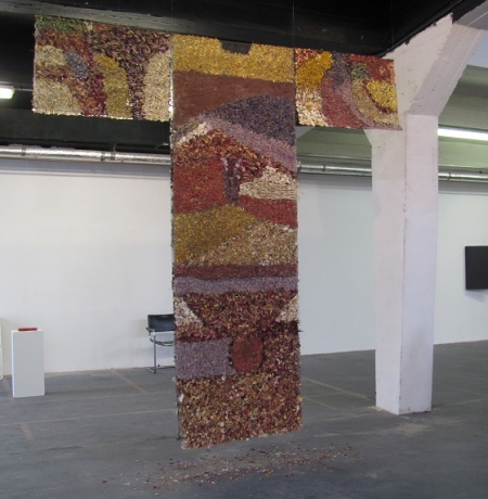 Renate Hahn: Gewand, getrocknete Blütenblätter, montiert, 300x300 cm, 2013 Renate Hahn: Gewand, getrocknete Blütenblätter, montiert, 300x300 cm, 2013