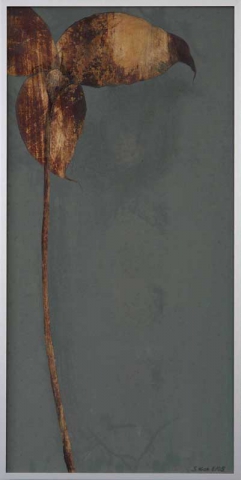 Silke Krah: Keine Blumen 3 / No Flowers 3, Öl auf Karton, Draht / Oil on canvas, wire, 70 x 30 cm, 2006