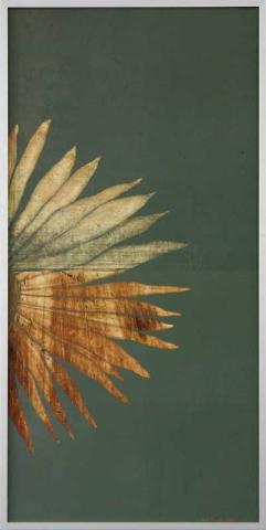 Silke Krah: Keine Blumen 2 / No Flowers 2, Öl auf Karton, Draht / Oil on canvas, wire, 70 x 30 cm, 2006