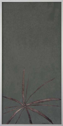 Silke Krah: Keine Blumen 1 / No Flowers 1, Öl auf Karton, Draht / Oil on canvas, wire, 70 x 30 cm, 2006