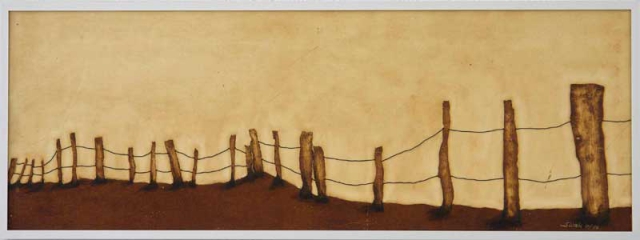 Silke Krah: Ohne Titel / Untitled, Öl auf Karton, Draht / oil on canvas, wire, 30 x 70 cm, 2007