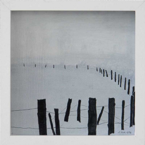 Silke Krah: Ohne Titel / Untitled, Öl auf Karton, Draht / Oil on canvas, wire, 25 x 25 cm, 2006