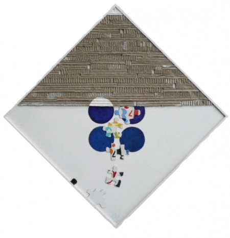 Helmut Riekel: o.T., Collage auf Spannplatte, 80x80, 2010/2014