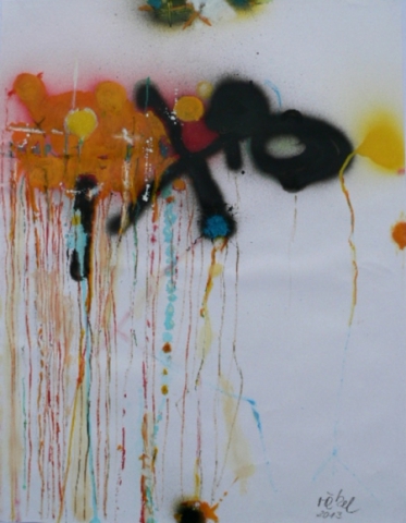 Helmut Riekel: o.T., Mischtechnik auf Papier, 64,4x50, 2013