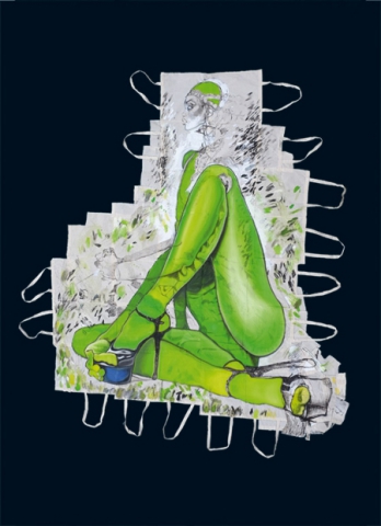 Kristian Kosch: Playgirl 13, Abdeck- und Acrylfarbe auf Baumwolle, 294 x 272 cm, 2014