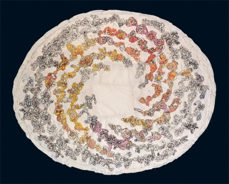 Kristian Kosch, Popcornoid 8, Stoffmalstift auf Baumwolle, 150 x 186 cm, 2015